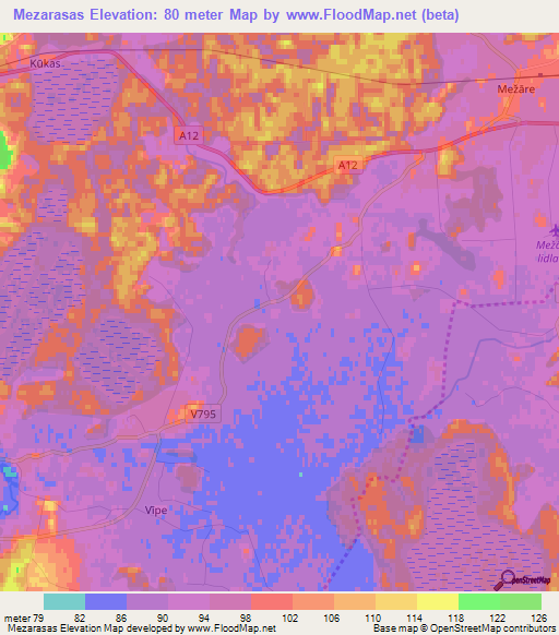 Mezarasas,Latvia Elevation Map