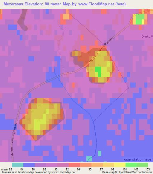 Mezarasas,Latvia Elevation Map