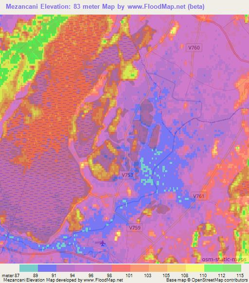 Mezancani,Latvia Elevation Map