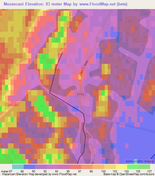 Mezancani,Latvia Elevation Map