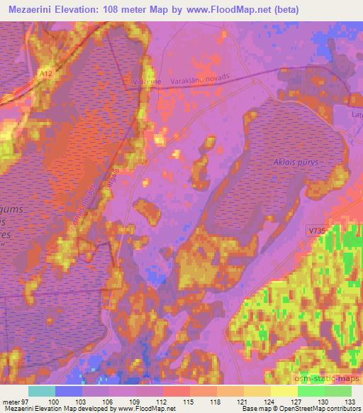 Mezaerini,Latvia Elevation Map