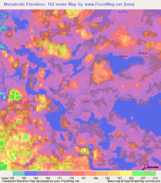 Mezadoski,Latvia Elevation Map