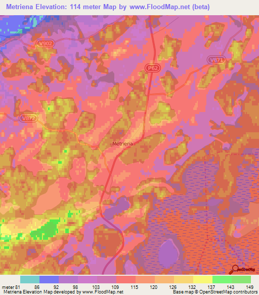 Metriena,Latvia Elevation Map