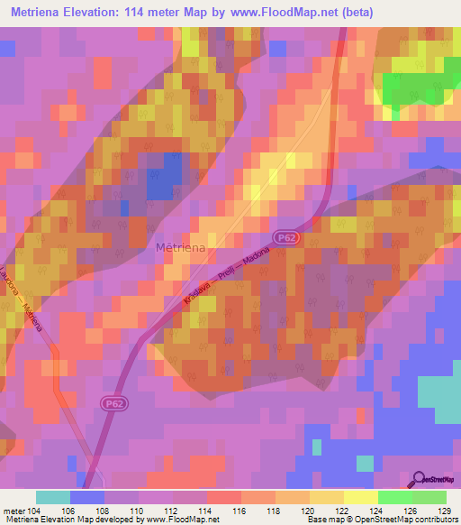 Metriena,Latvia Elevation Map