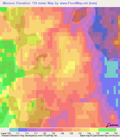 Merzevo,Latvia Elevation Map