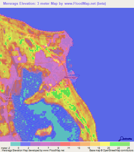 Mersrags,Latvia Elevation Map