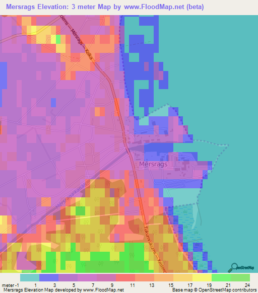 Mersrags,Latvia Elevation Map