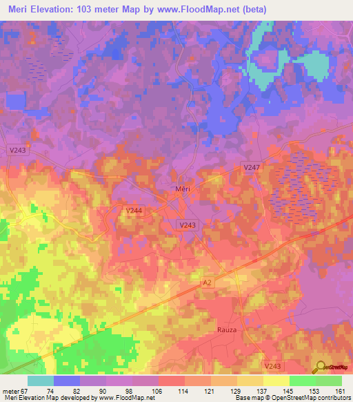 Meri,Latvia Elevation Map