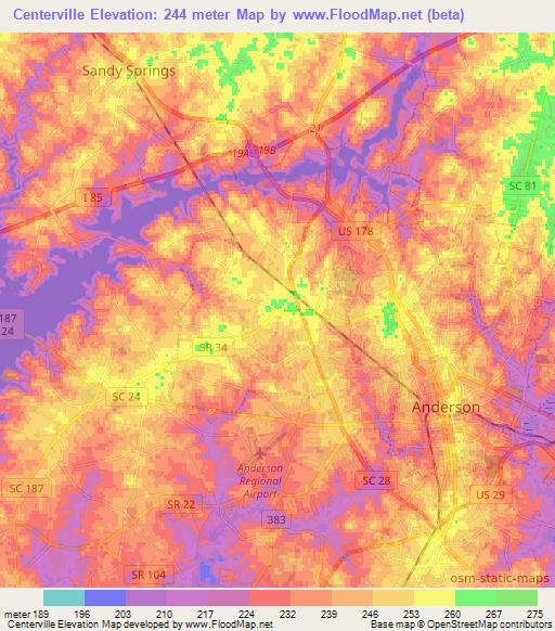 Centerville,US Elevation Map