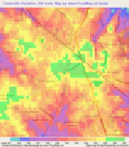 Centerville,US Elevation Map