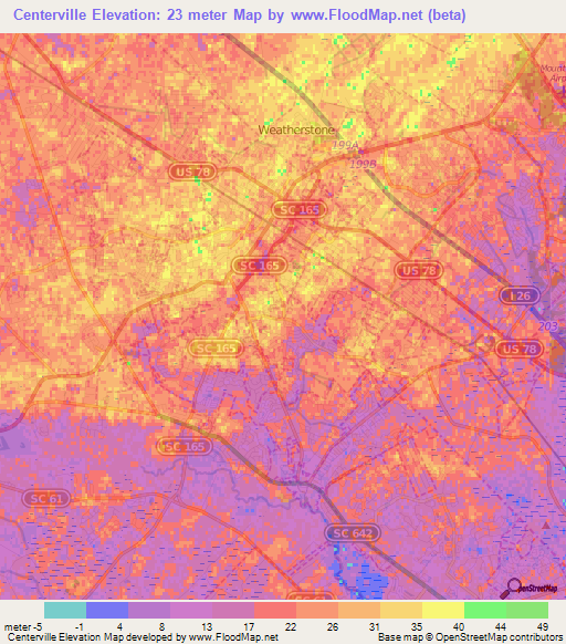 Centerville,US Elevation Map