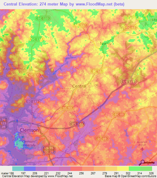 Central,US Elevation Map