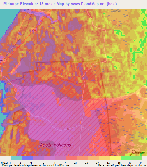 Melnupe,Latvia Elevation Map