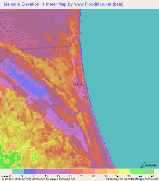 Melnsils,Latvia Elevation Map