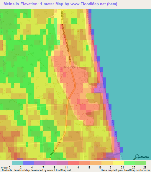 Melnsils,Latvia Elevation Map