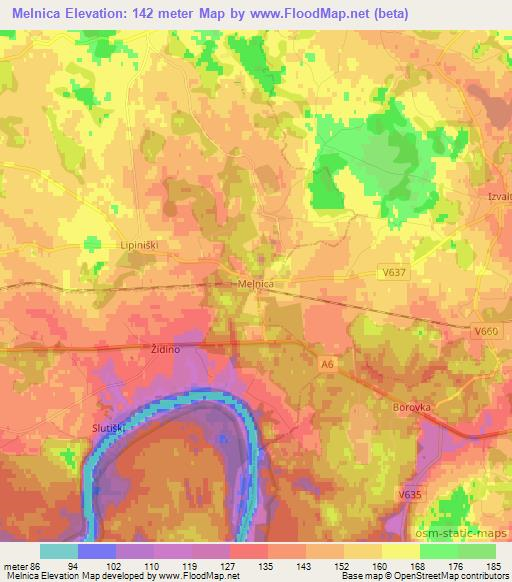 Melnica,Latvia Elevation Map