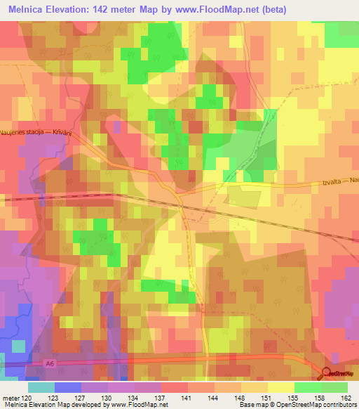 Melnica,Latvia Elevation Map