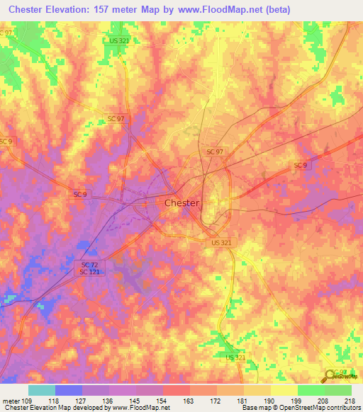 Chester,US Elevation Map