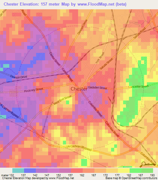 Chester,US Elevation Map