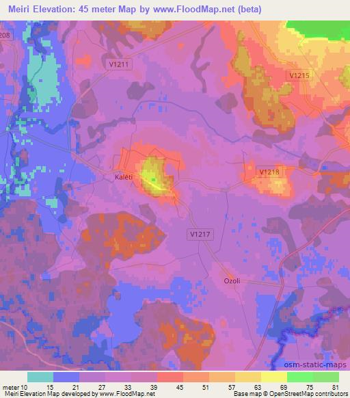 Meiri,Latvia Elevation Map