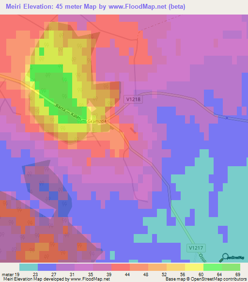 Meiri,Latvia Elevation Map