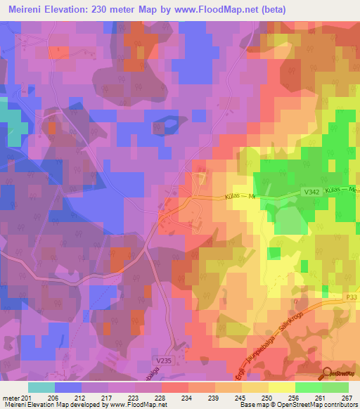 Meireni,Latvia Elevation Map