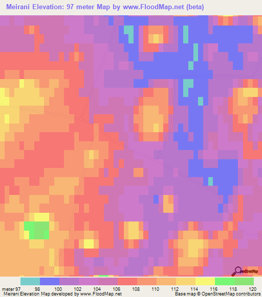 Meirani,Latvia Elevation Map