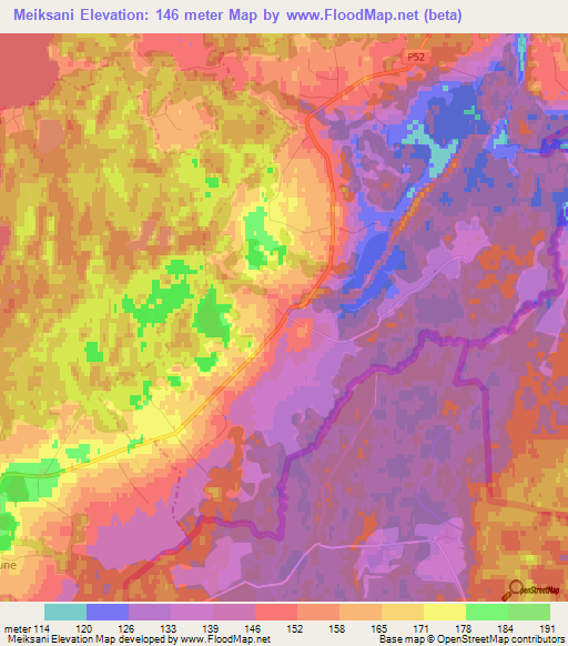 Meiksani,Latvia Elevation Map