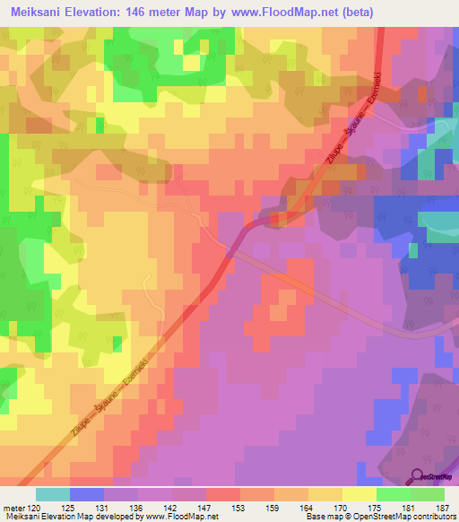 Meiksani,Latvia Elevation Map