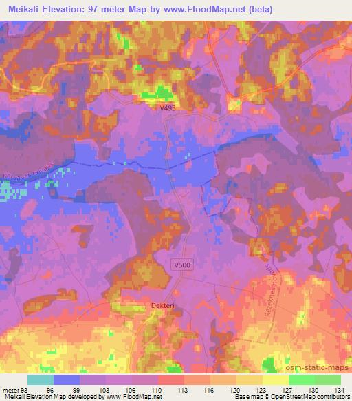 Meikali,Latvia Elevation Map