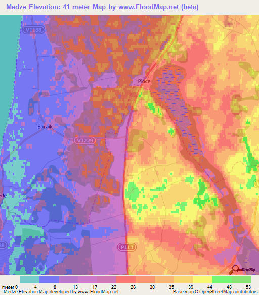 Medze,Latvia Elevation Map