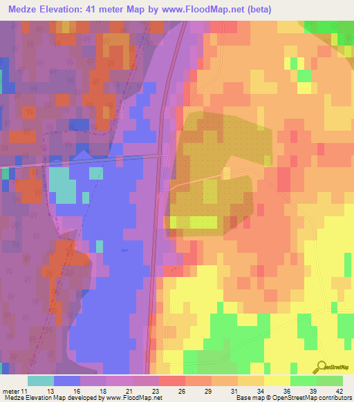 Medze,Latvia Elevation Map