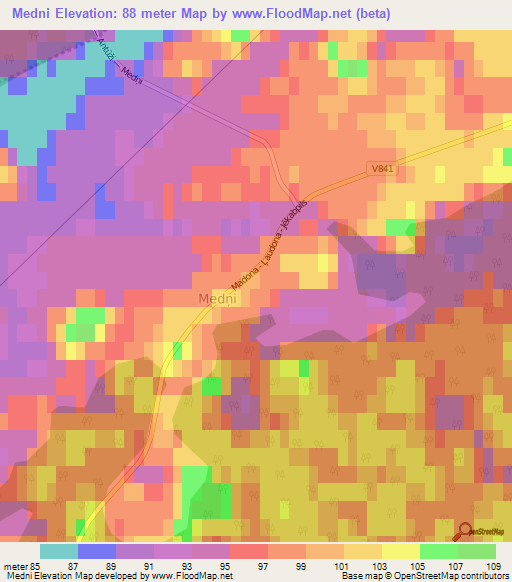 Medni,Latvia Elevation Map