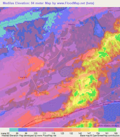 Medilas,Latvia Elevation Map