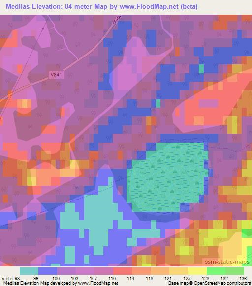 Medilas,Latvia Elevation Map