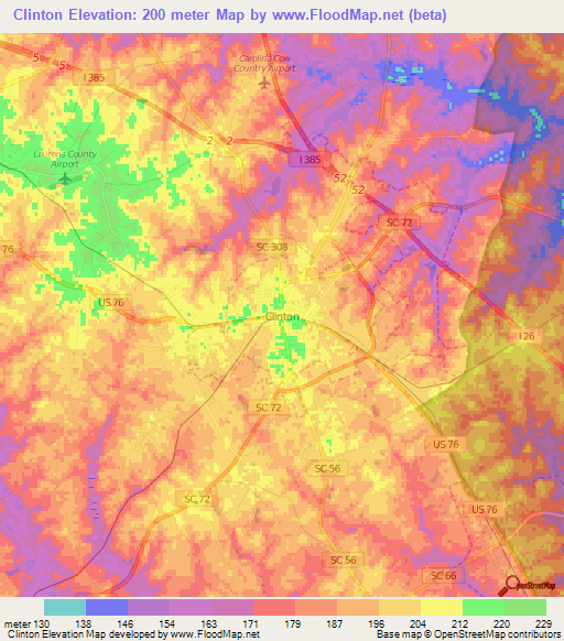 Clinton,US Elevation Map