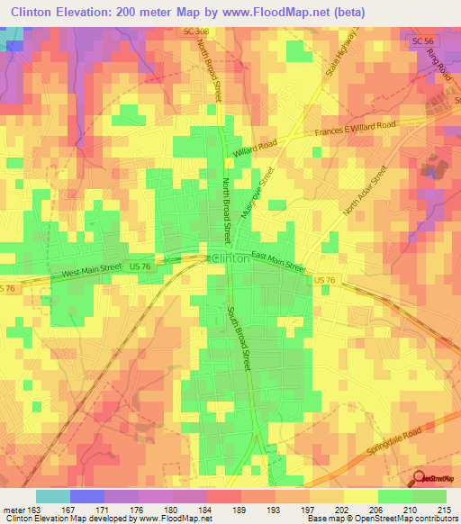 Clinton,US Elevation Map