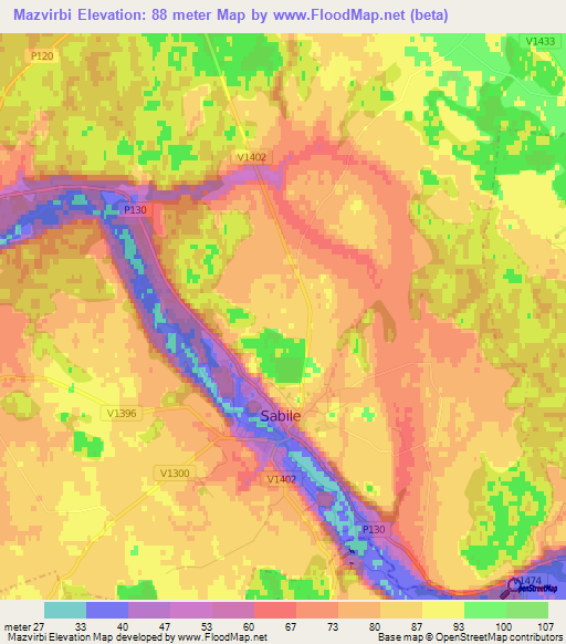 Mazvirbi,Latvia Elevation Map