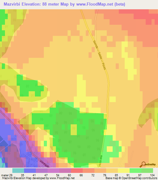 Mazvirbi,Latvia Elevation Map