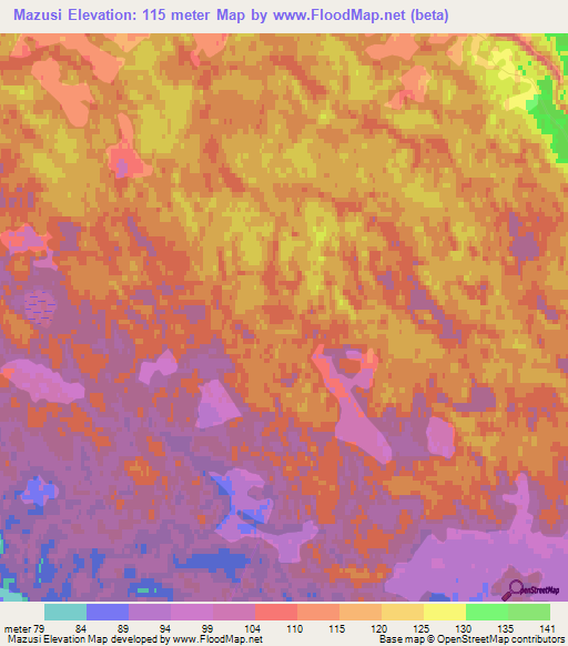 Mazusi,Latvia Elevation Map