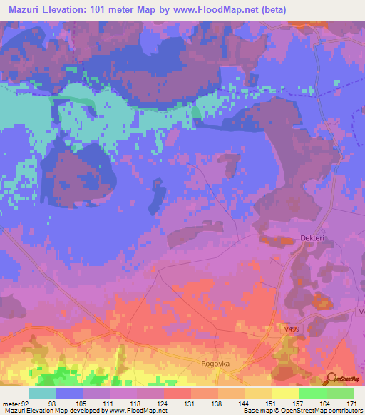 Mazuri,Latvia Elevation Map