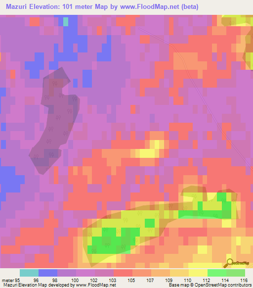 Mazuri,Latvia Elevation Map