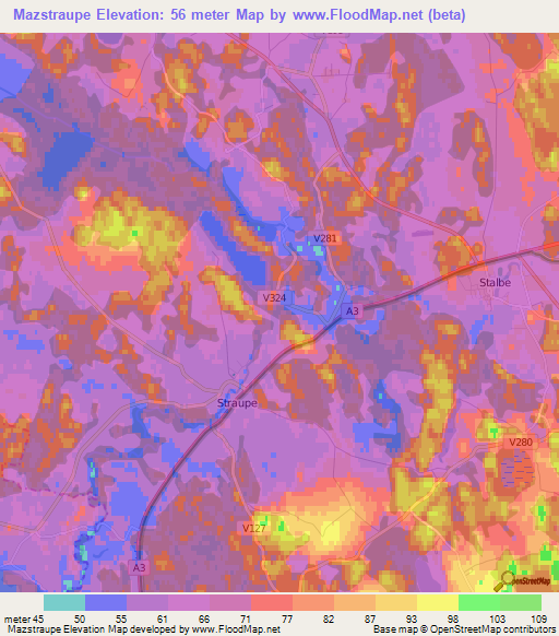 Mazstraupe,Latvia Elevation Map