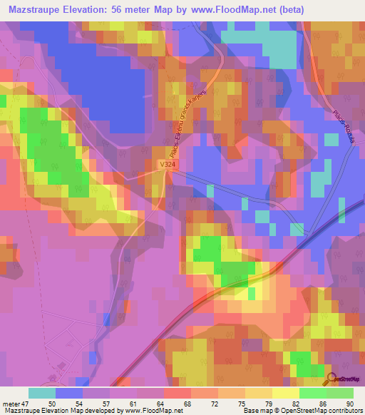 Mazstraupe,Latvia Elevation Map