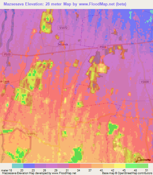 Mazsesava,Latvia Elevation Map