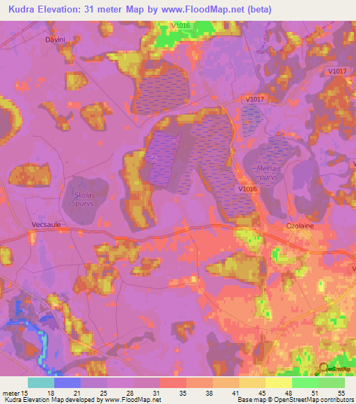 Kudra,Latvia Elevation Map