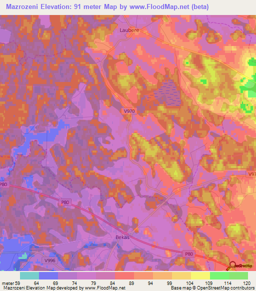 Mazrozeni,Latvia Elevation Map