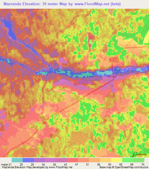 Mazrenda,Latvia Elevation Map