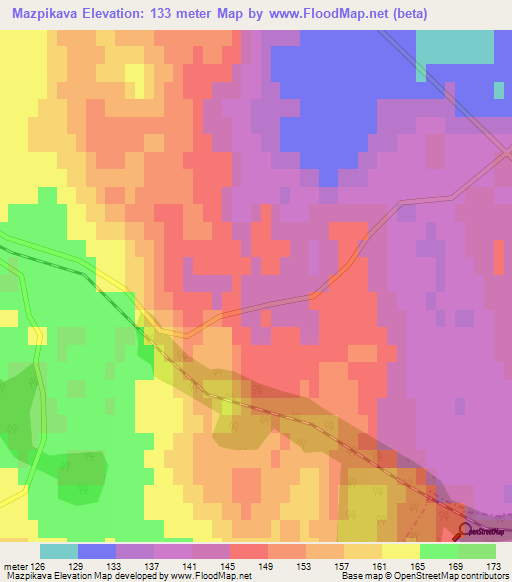 Mazpikava,Latvia Elevation Map