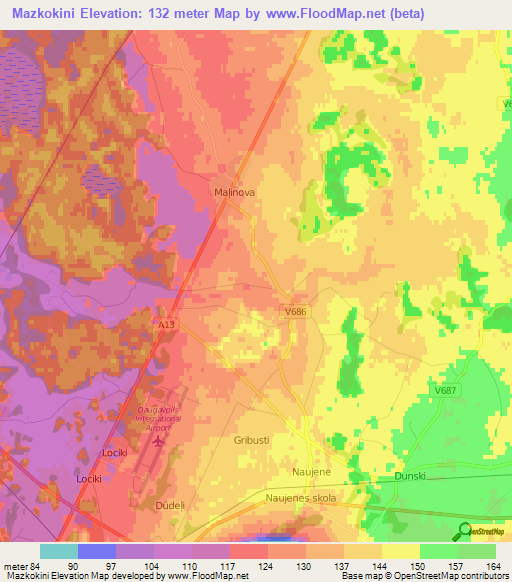 Mazkokini,Latvia Elevation Map